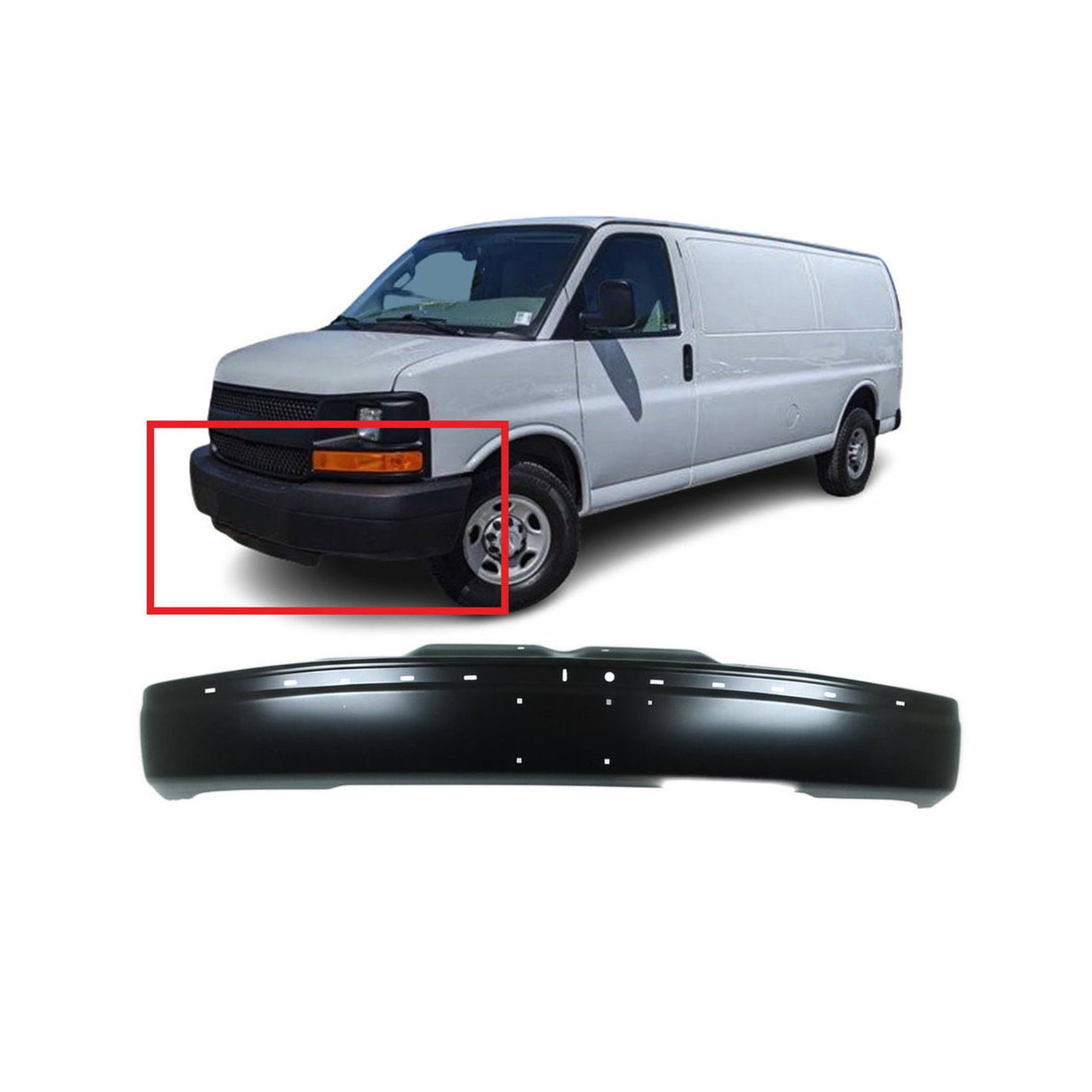 2003-2020 GMC Savana Express Steel Front Bumper Cover GM1002425 22872781