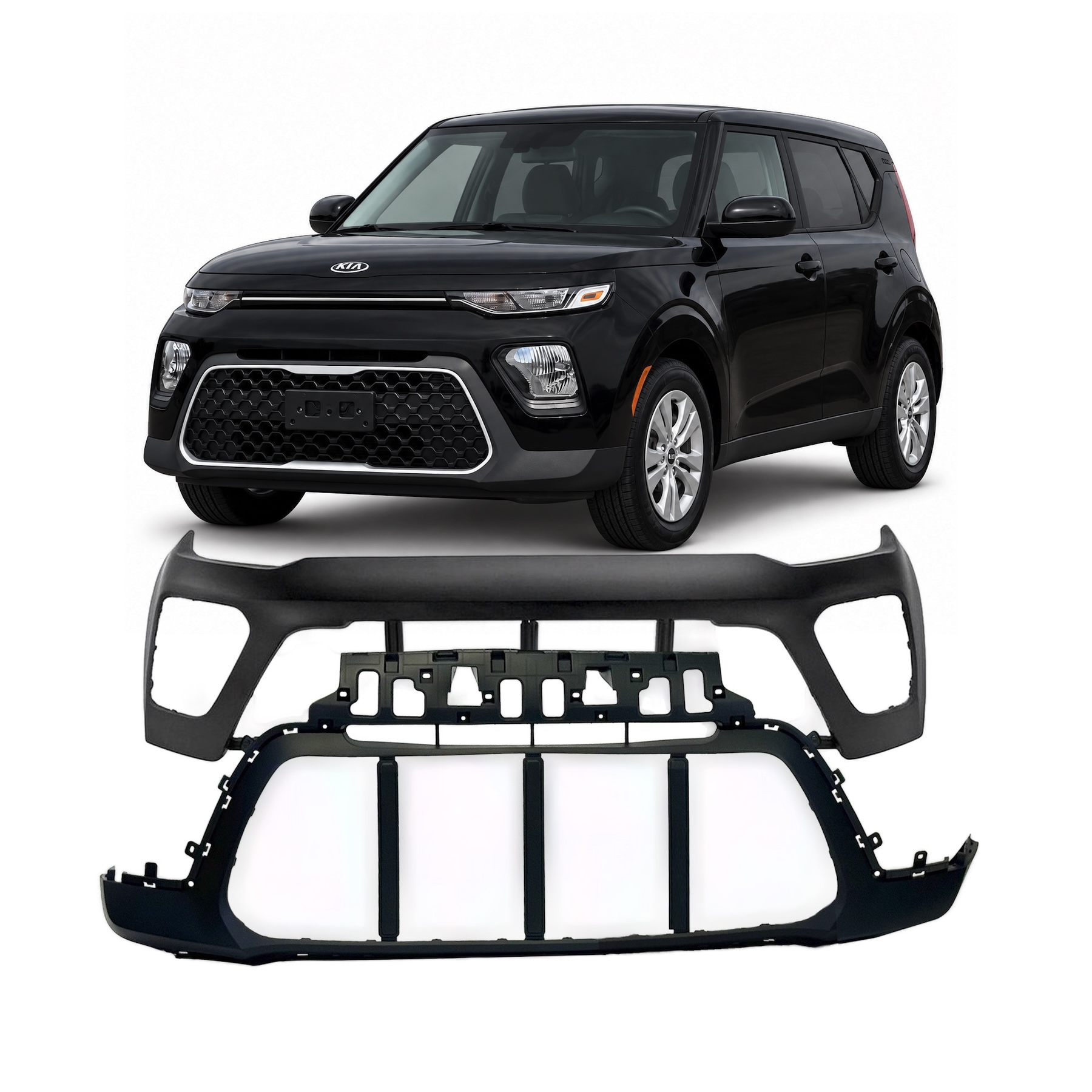 2020-2022 Kia Soul EX LX S X-Line 2pc Front Bumper Cover Kit KI1014105 KI1015115