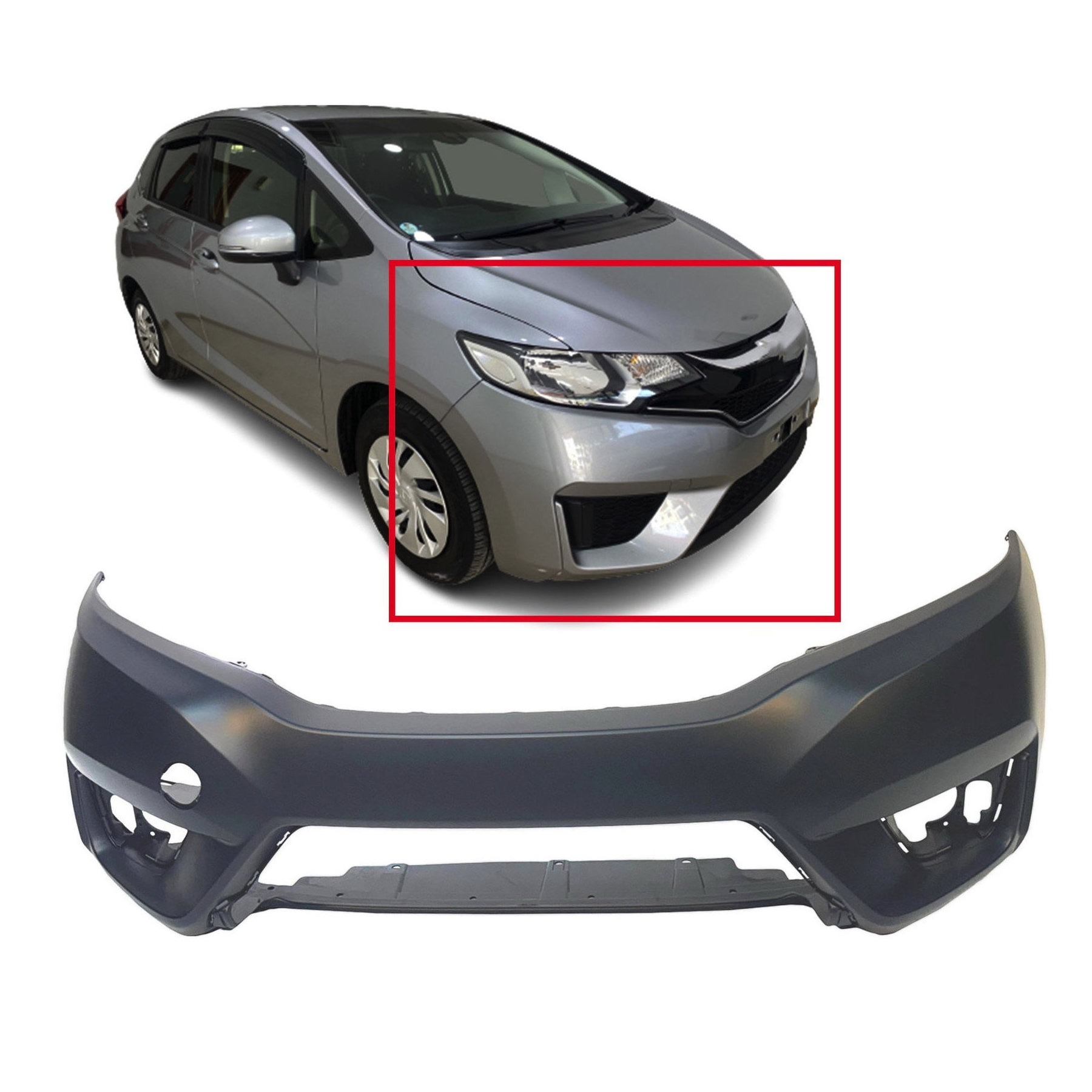 Primed Front Bumper Cover Fascia for 15-17 Honda Fit EX EX-L Cool