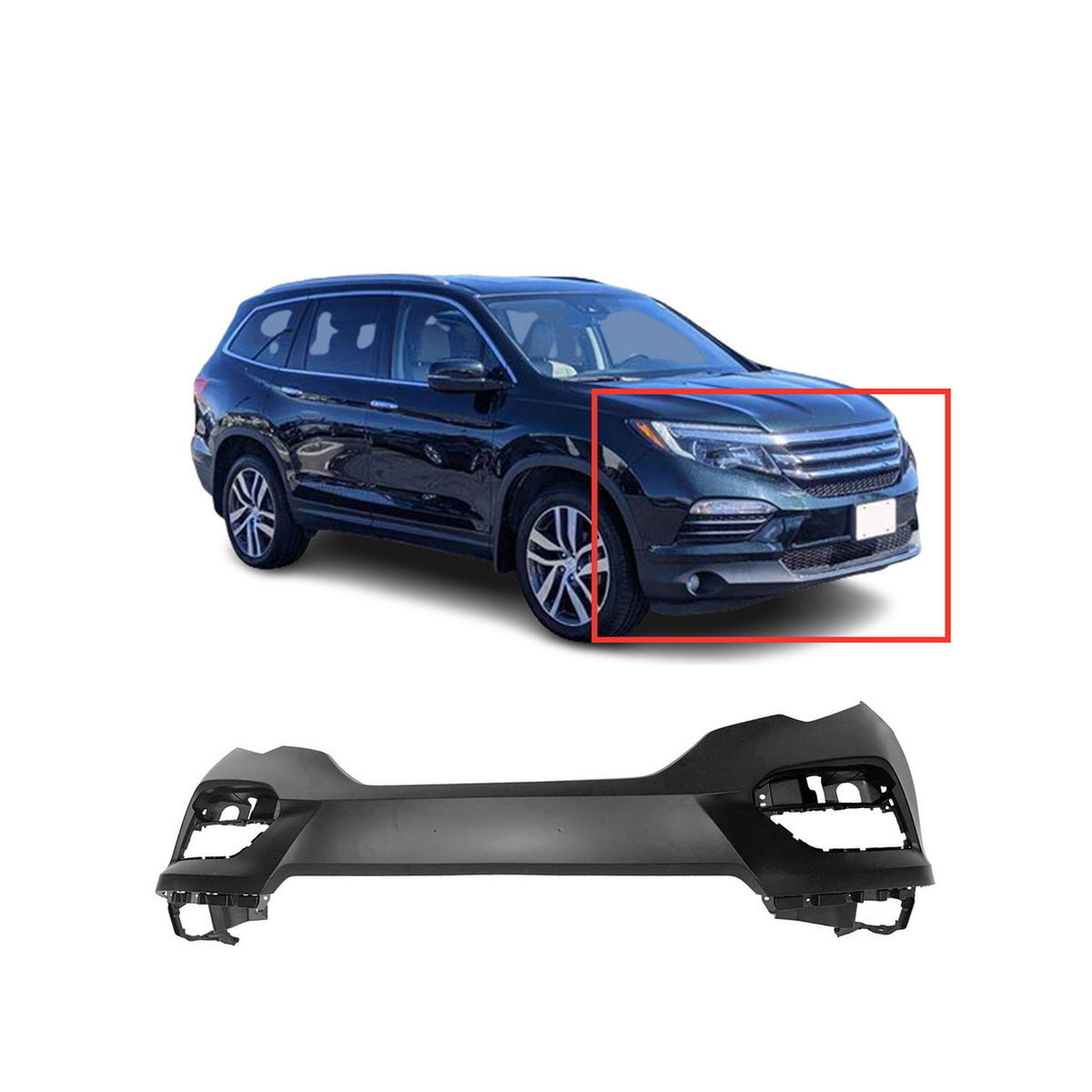 Front Upper Bumper Cover for 2016-2018 Honda Pilot Elite EX EX-L