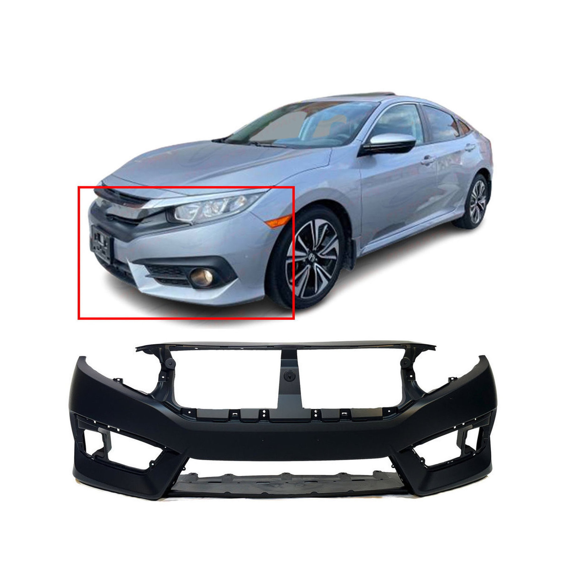 Honda Civic 外装パーツセット 2016-2018 Honda Civic Sedan/Coupe Front Bumper Cover HO1000306
