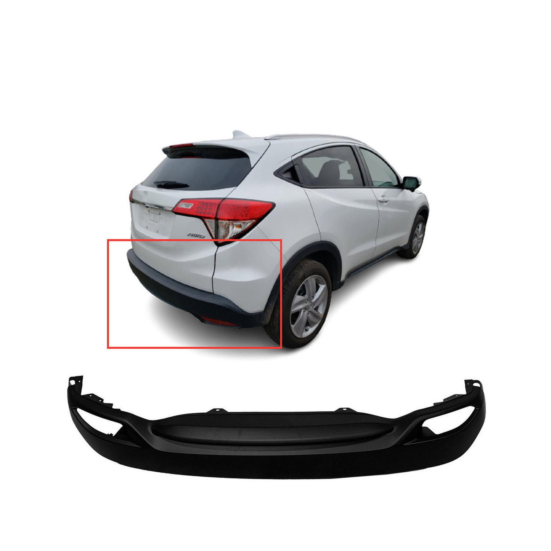 2019-2020 Honda HR-V EX EX-L LX Textured Rear Bumper Cover