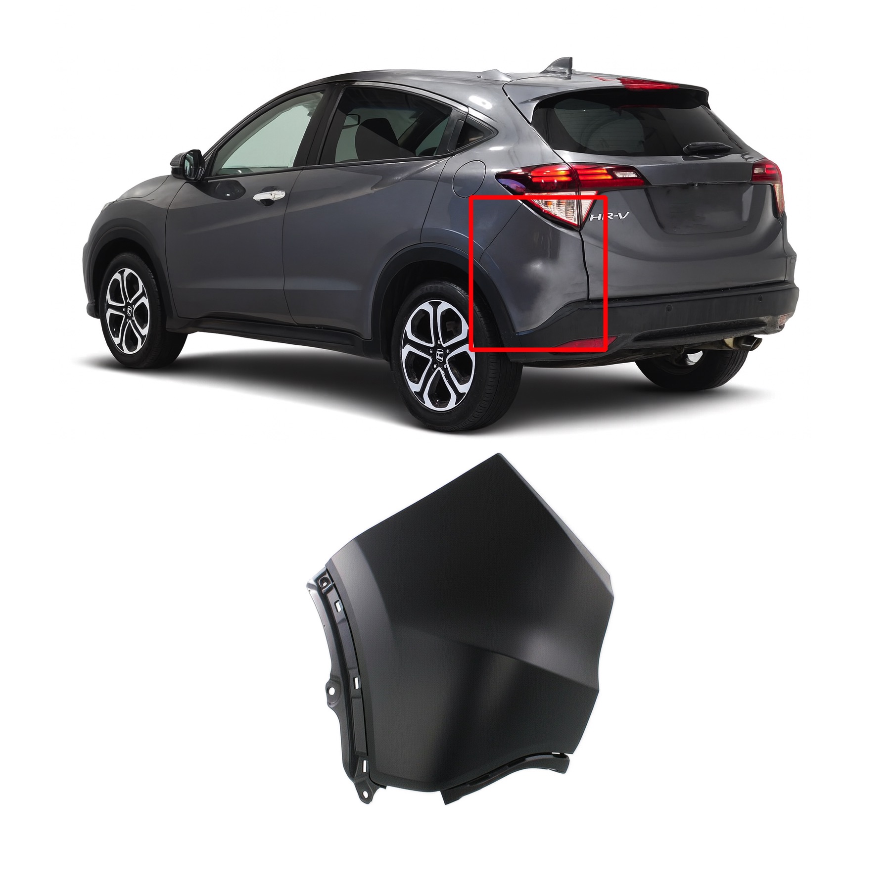 2016-2018 Honda HR-V Primed Rear Left Bumper End HO1116103