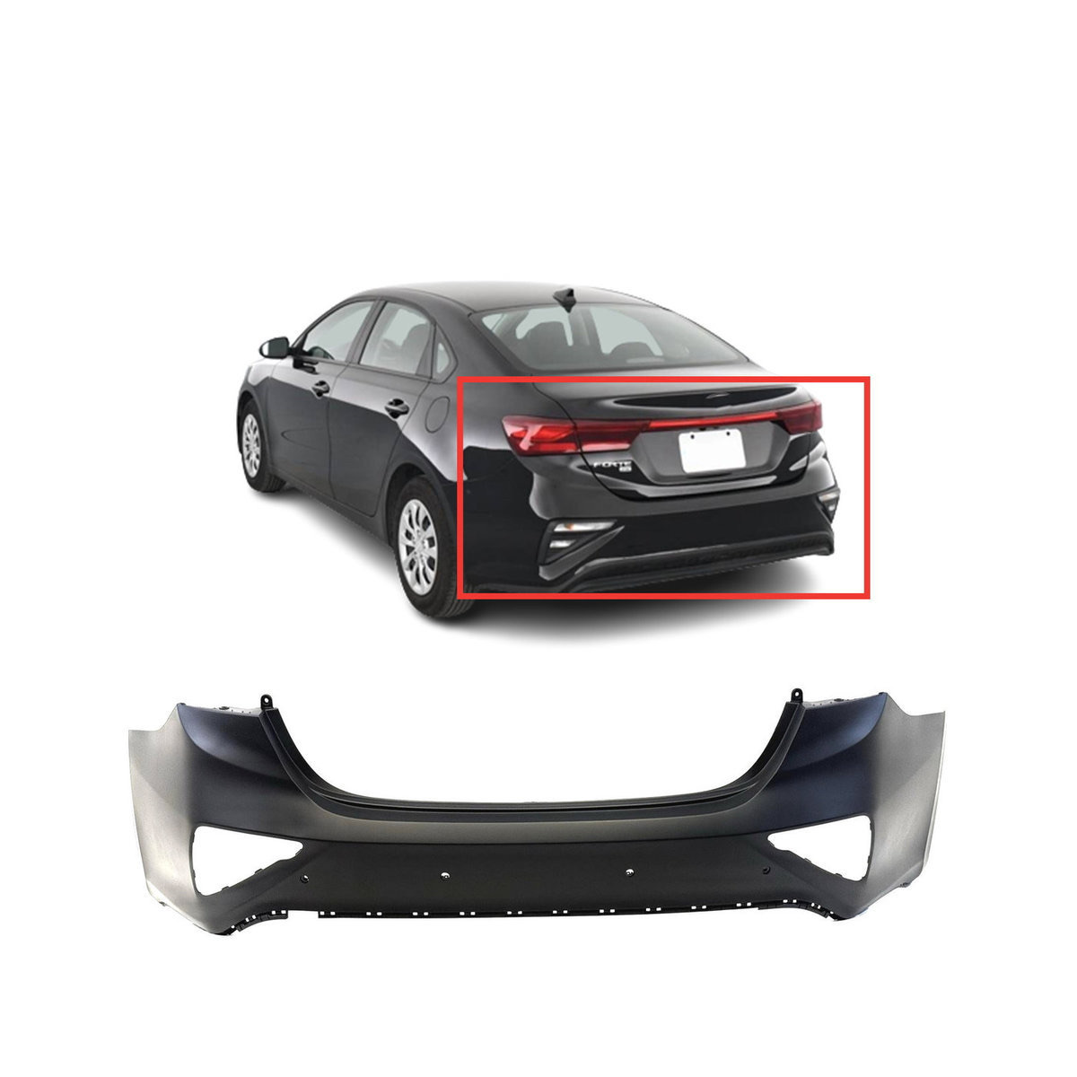 2019-2021 Kia Forte EX FE GT L LX LXS Primed Rear Bumper Cover