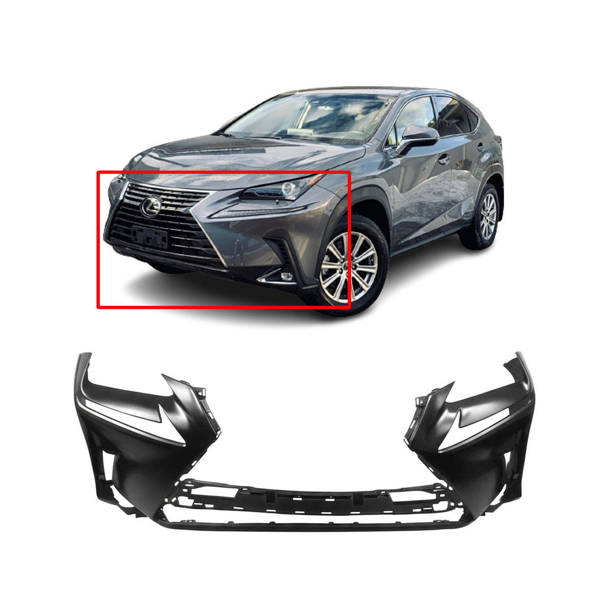 Front Bumper Cover For 2018-2021 Lexus NX300 W/O Park Holes Primed