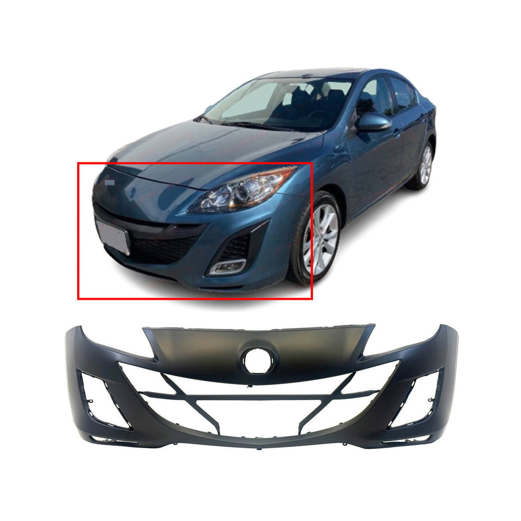 2010-2011 Mazda 3 GS GX Primed Front Bumper Cover MA1000223