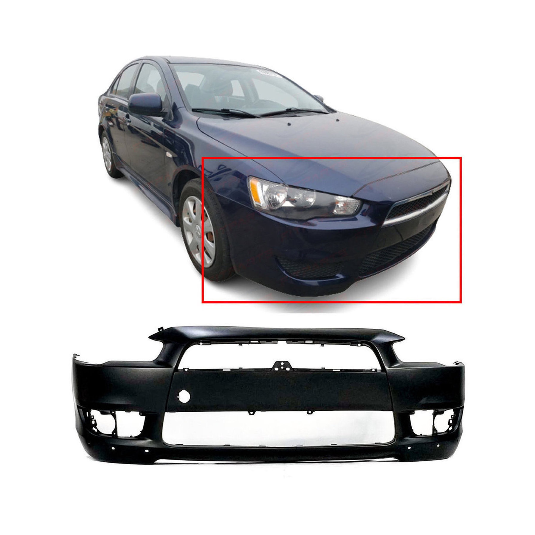 2008-2015 Mitsubishi Lancer 6400B914 Primed Front Bumper Cover