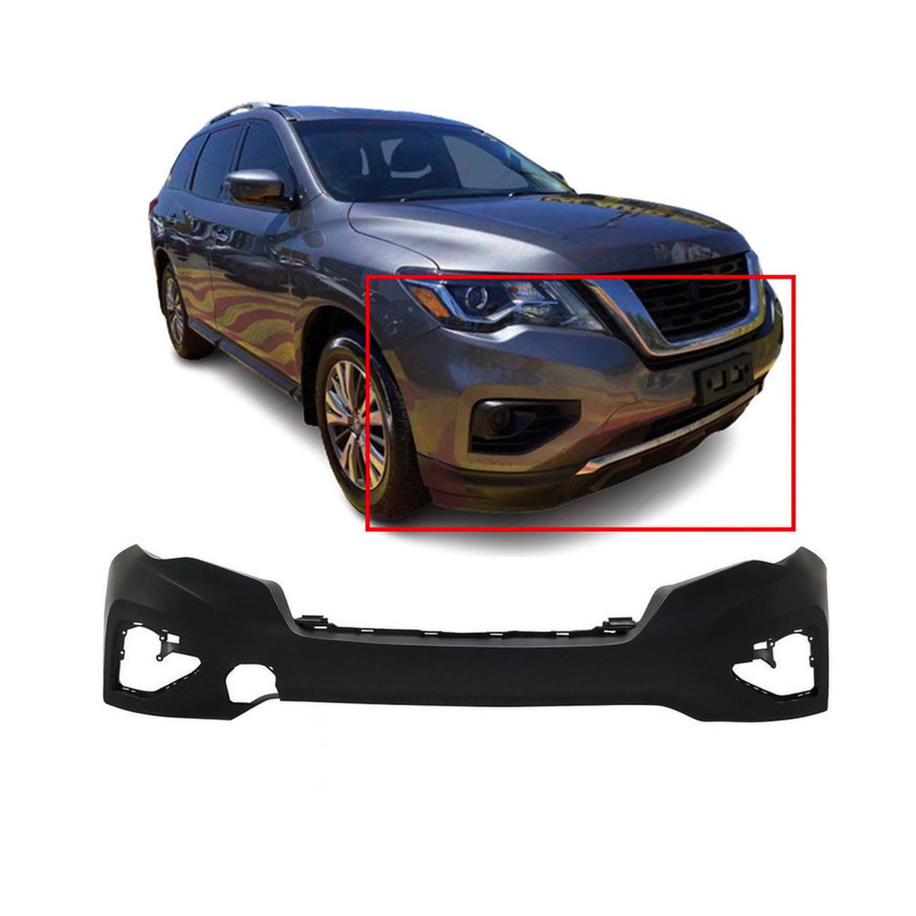 2017-2019 Nissan Pathfinder Primed Front Bumper Cover NI1000314