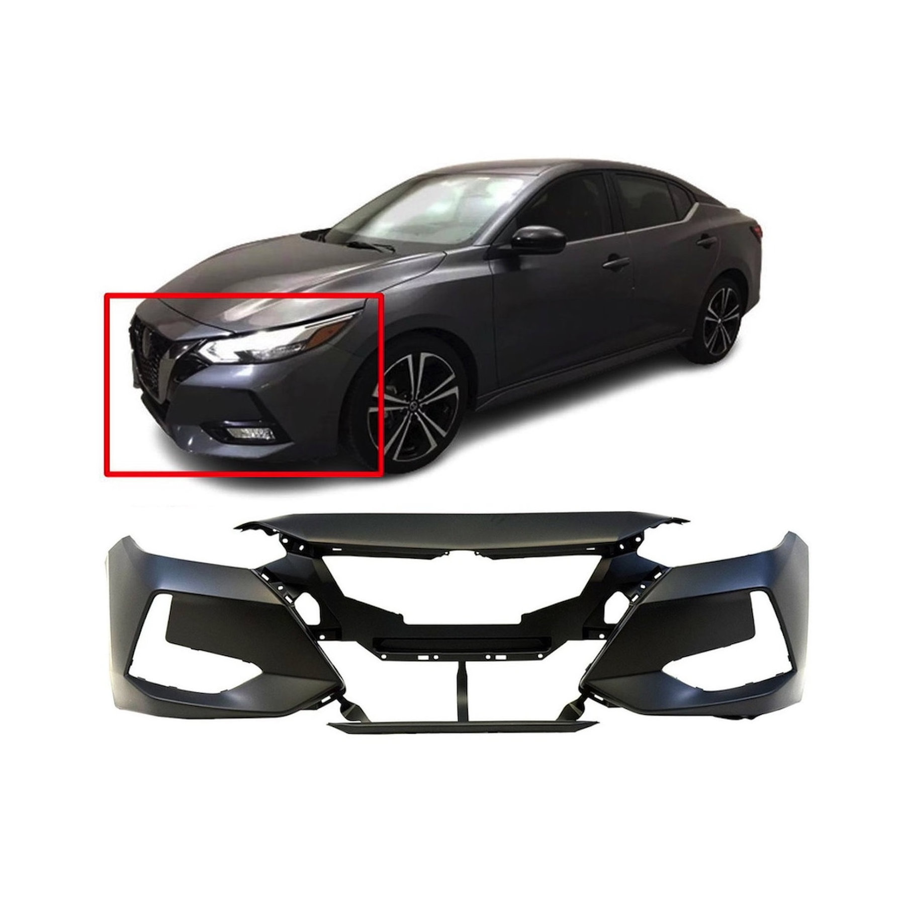 Front Bumper Cover For 2020-2022 Nissan Sentra Primed 620226LB0J