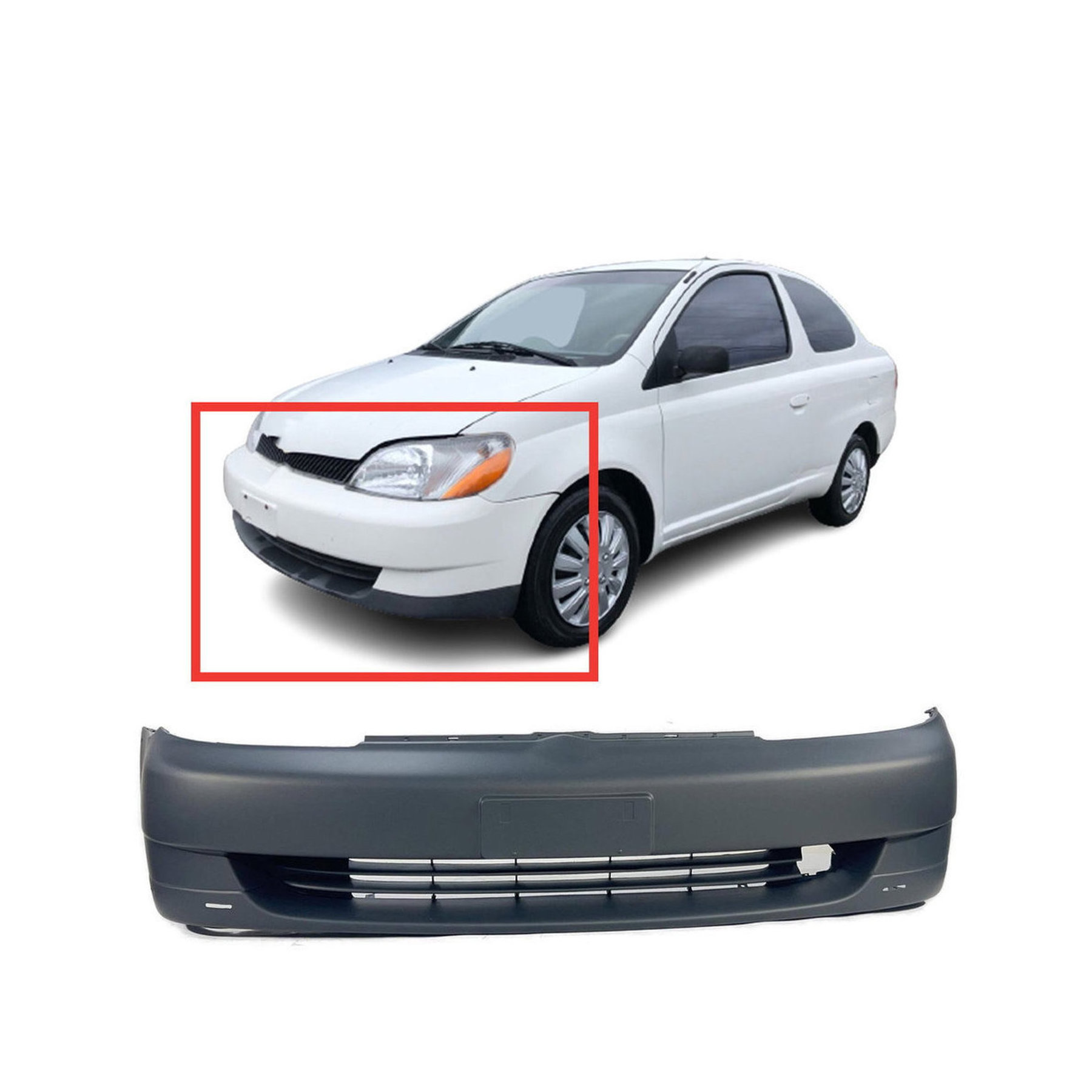ゆー FTWフィオーラ【新品、未開封】 Front Bumper Cover For 2000-2002 Toyota Echo w/ fog light holes