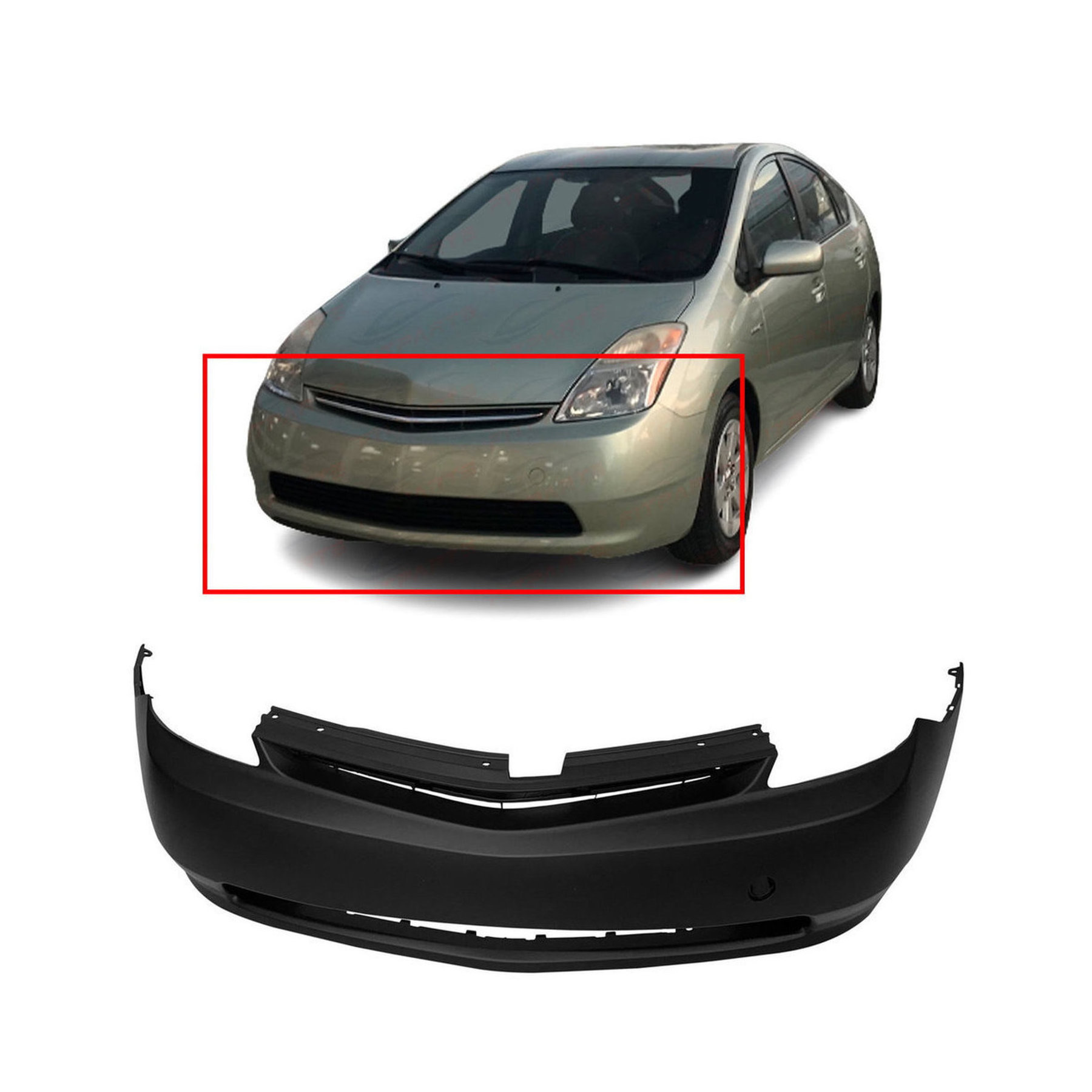 Primed Front Bumper Cover Fascia for 2004-2009 Toyota Prius