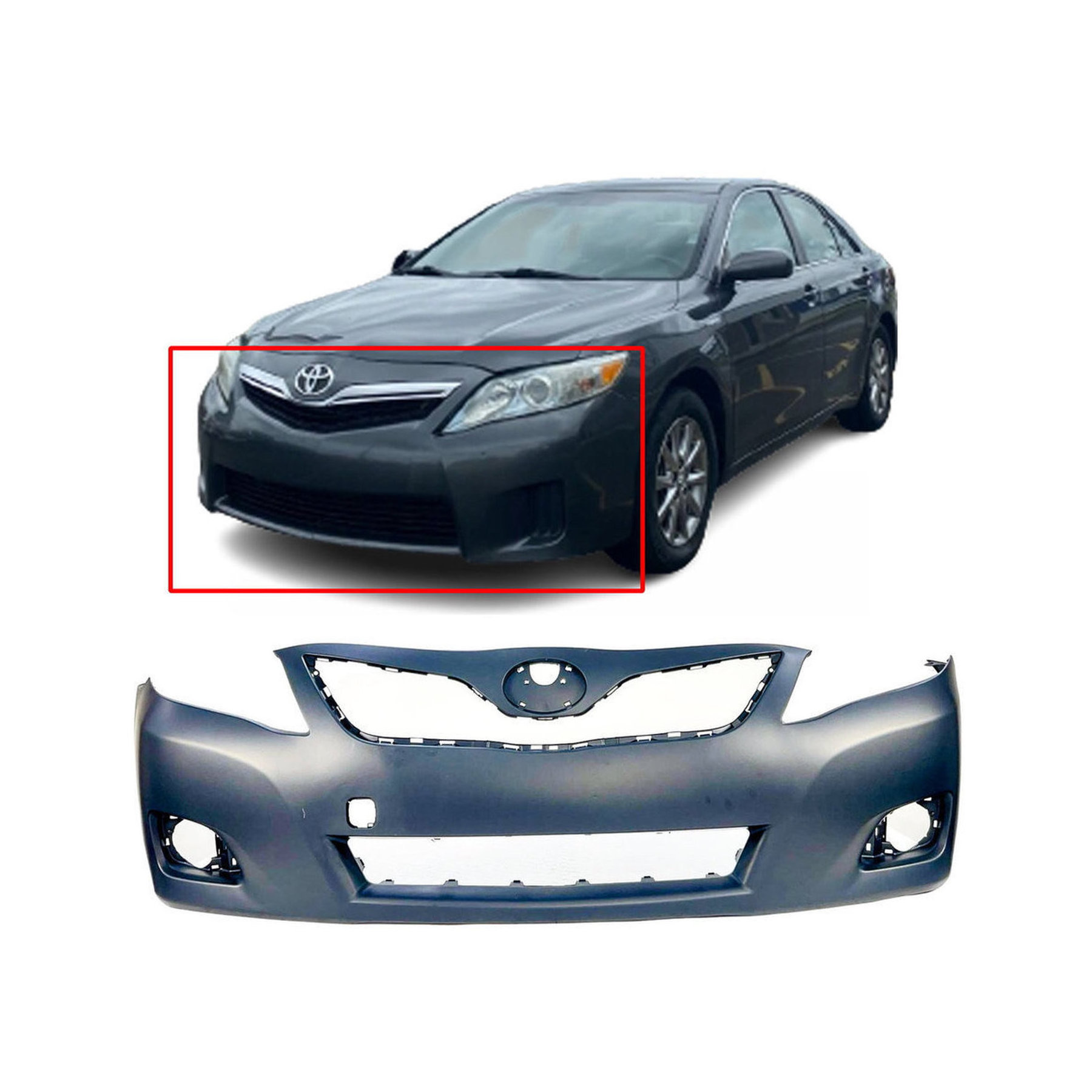 2010-2011 Toyota Camry Sedan Primed Front Bumper Cover TO1000357