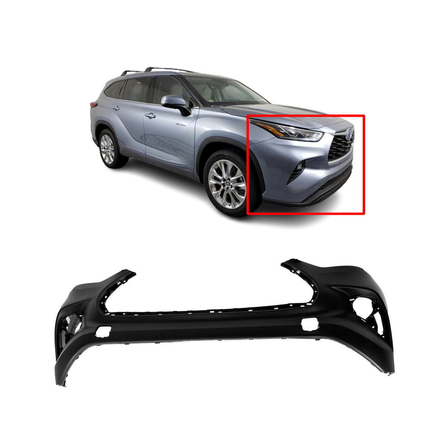 Front Bumper Cover For 2020-2022 Toyota Highlander Primed