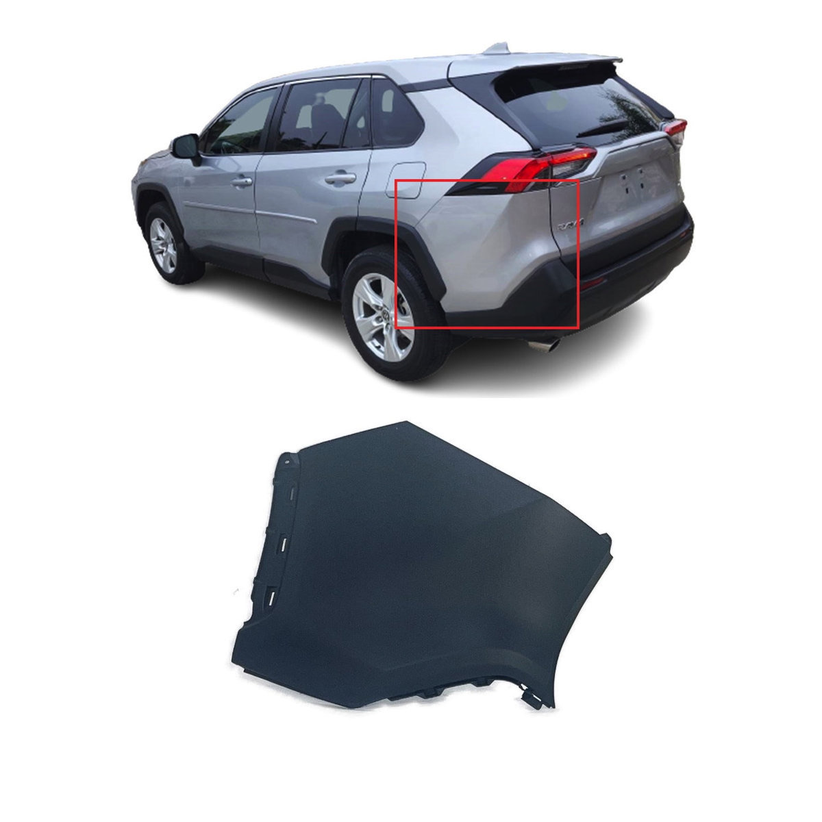 2019-2023 Toyota RAV4 Primed Rear Left Bumper End TO1116110
