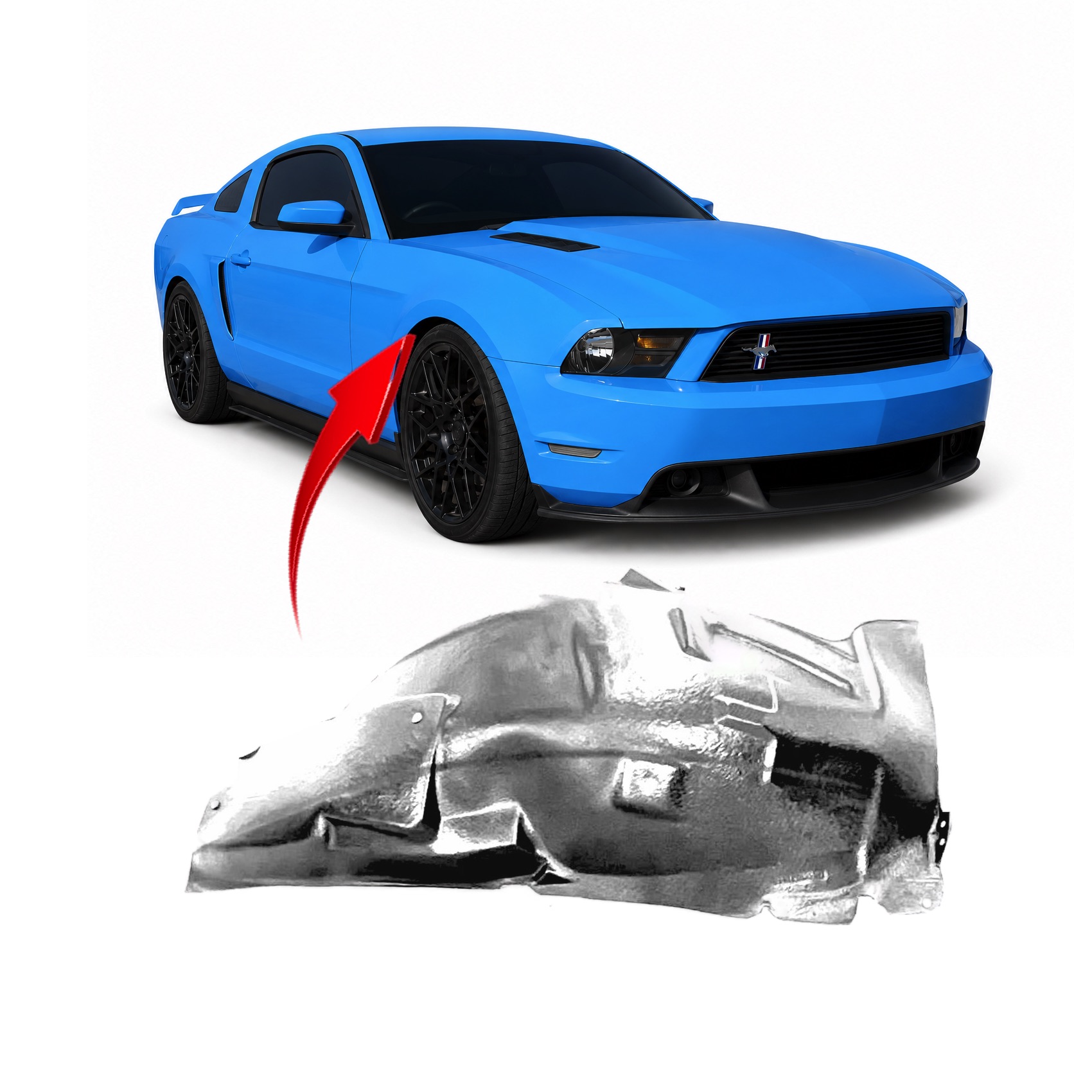 2010-2014 Ford Mustang Coupe Front Right Fender Liner FO1249141