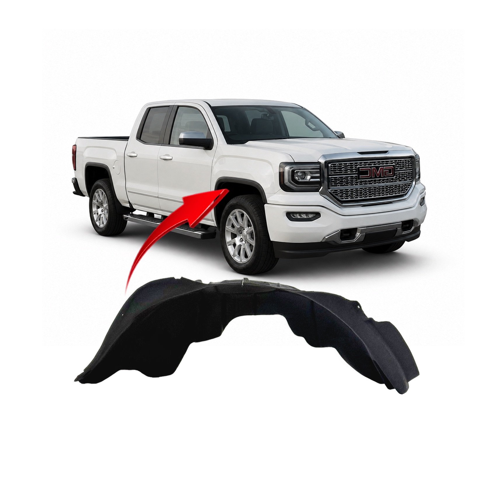 Front Passenger Side Fender Liner For 2014-2018 GMC Sierra 1500