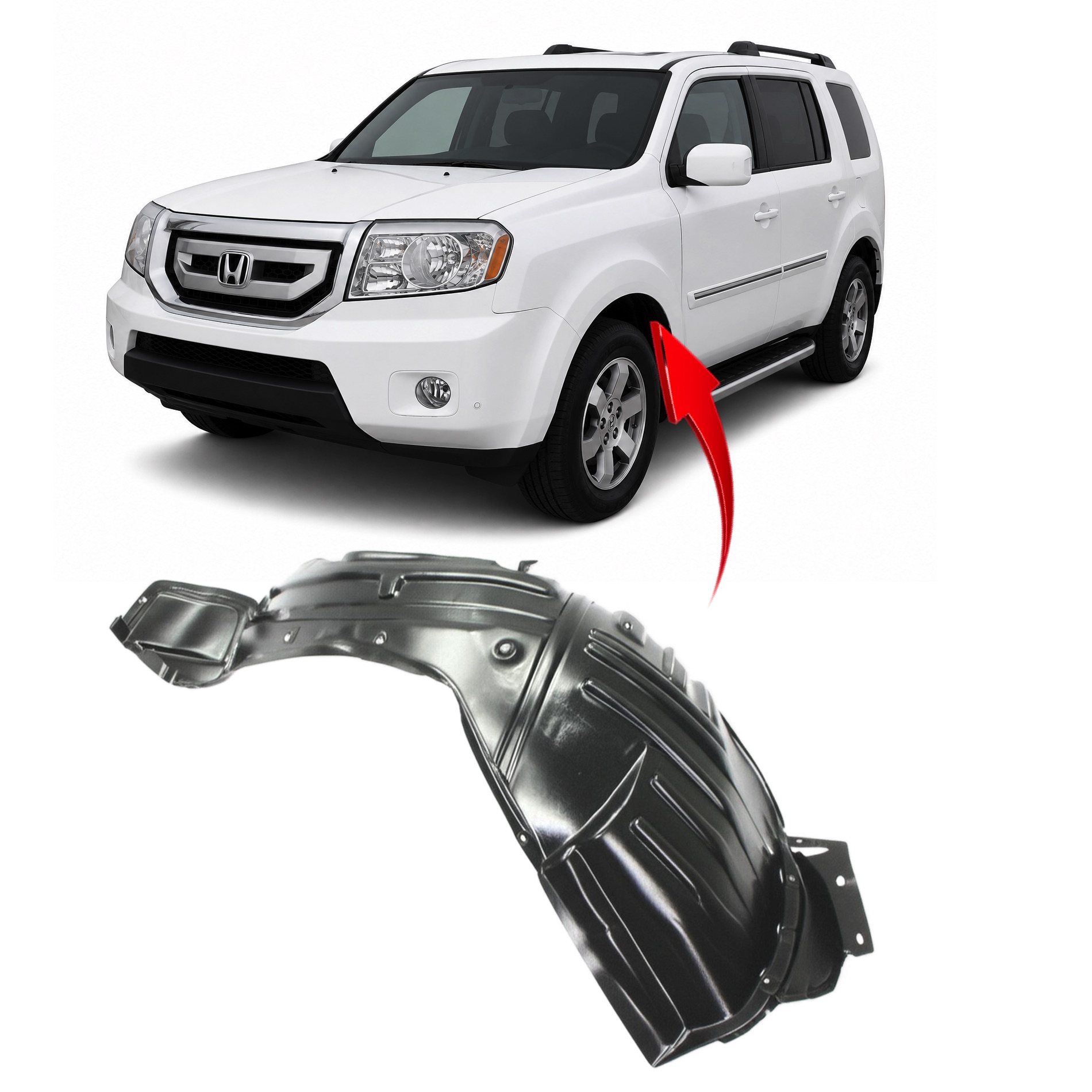 純正fltr FLTRXインナー・フロント/ビビッドブラック57000374DH 2009-2011 Honda Pilot Front Left Fender Liner HO1248135