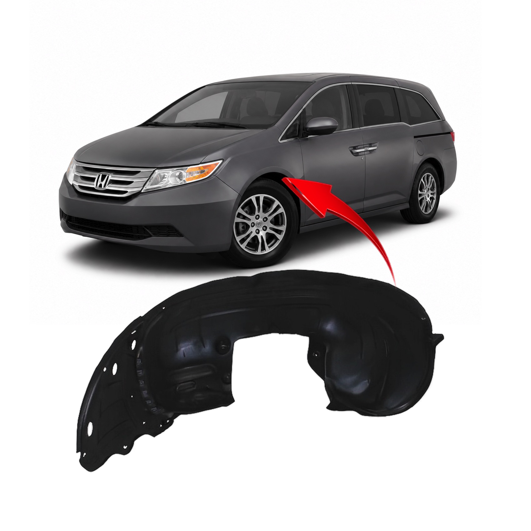 Front Driver Side Inner Fender Liner For 2011-2013 Honda Odyssey – TRQ (HO1248141)