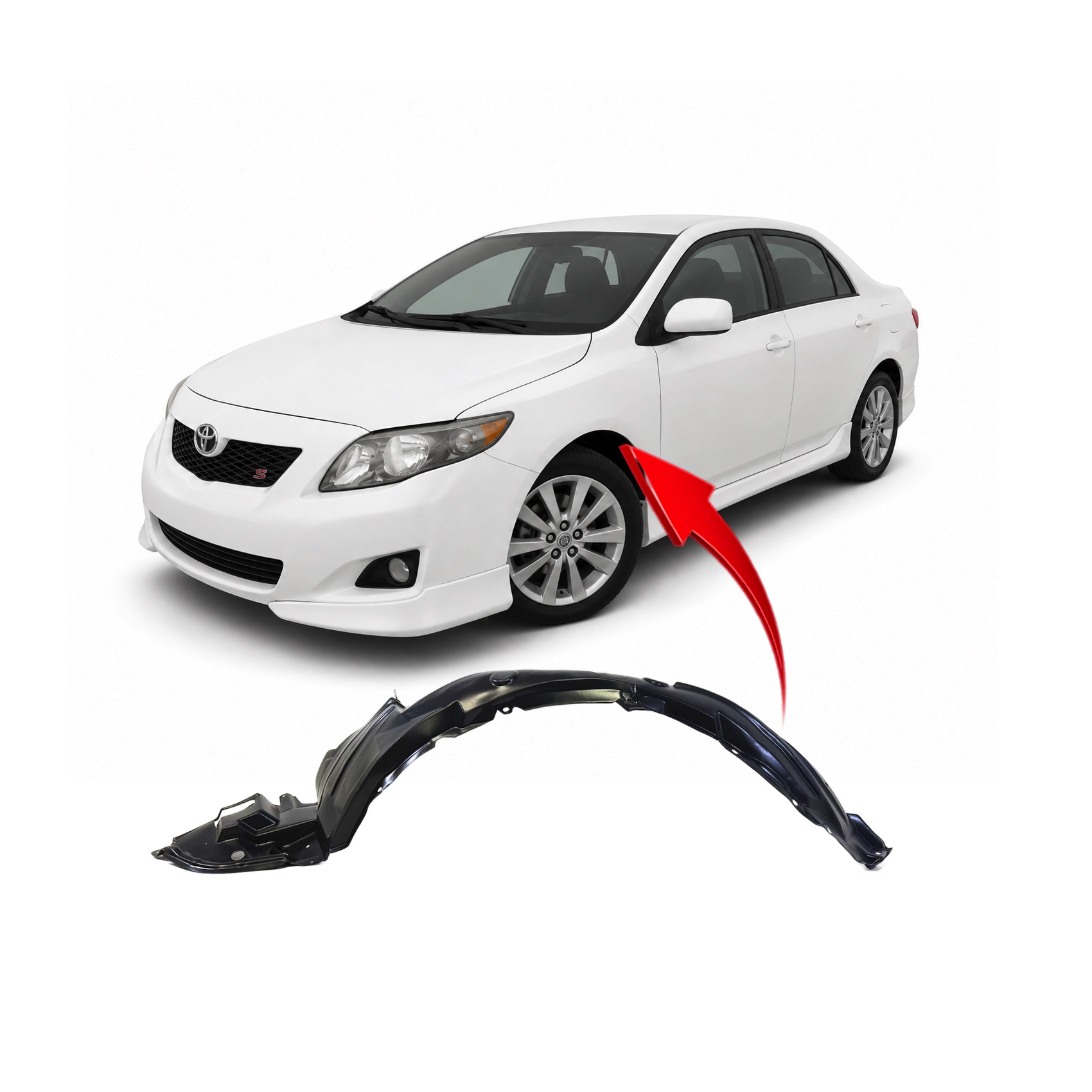 2009-2010 Toyota Corolla Sedan Front Left Fender Liner TO1248149